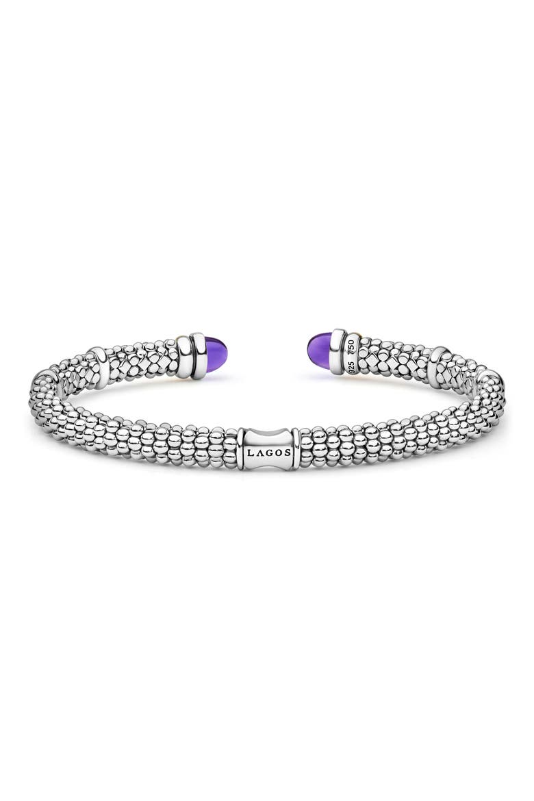 Caviar 18k Gold & Sterling Silver Green Quartz 7-Inch Torque Bracelet, Alternate, color, AMETHYST