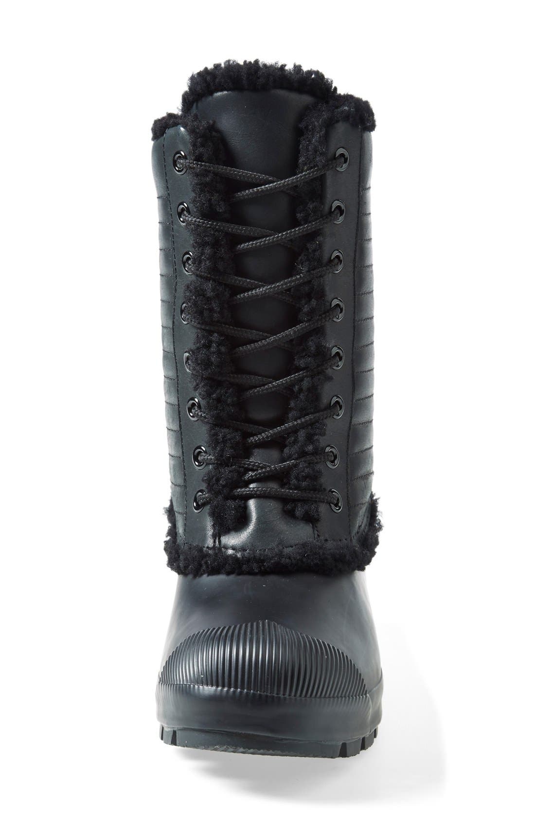 Hunter Original Genuine Shearling & Patent Leather Lace-Up Rain Boot, Alternate, color, 