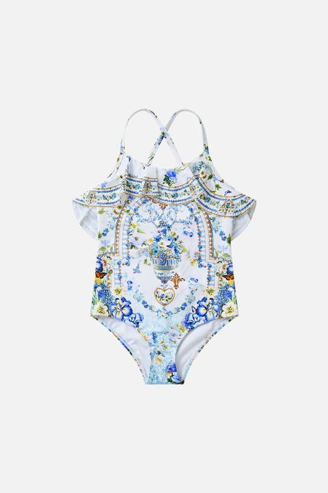 Kids Round Neck One Piece W Frill Neck