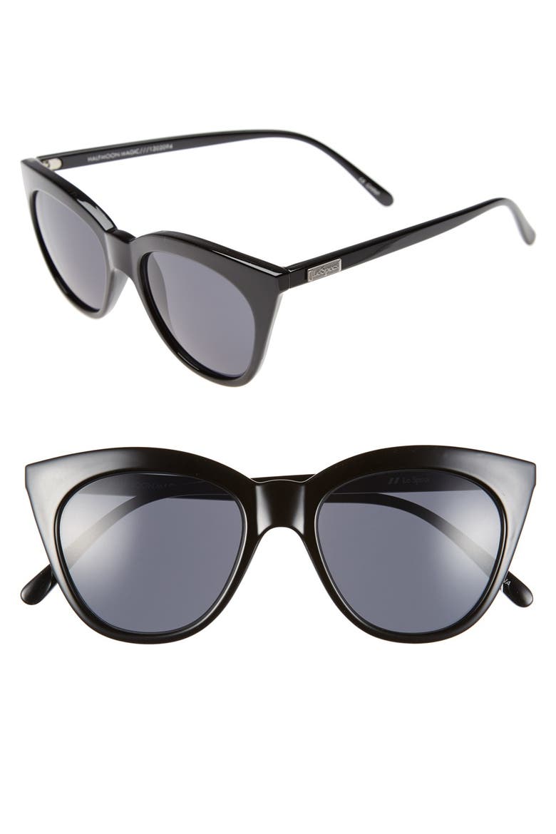 Halfmoon Magic 51mm Cat Eye Sunglasses, Main, color, BLACK