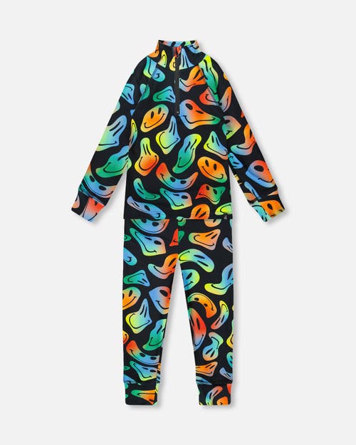 Deux Par Deux Boy Two-piece Thermal Underwear Set In Multi