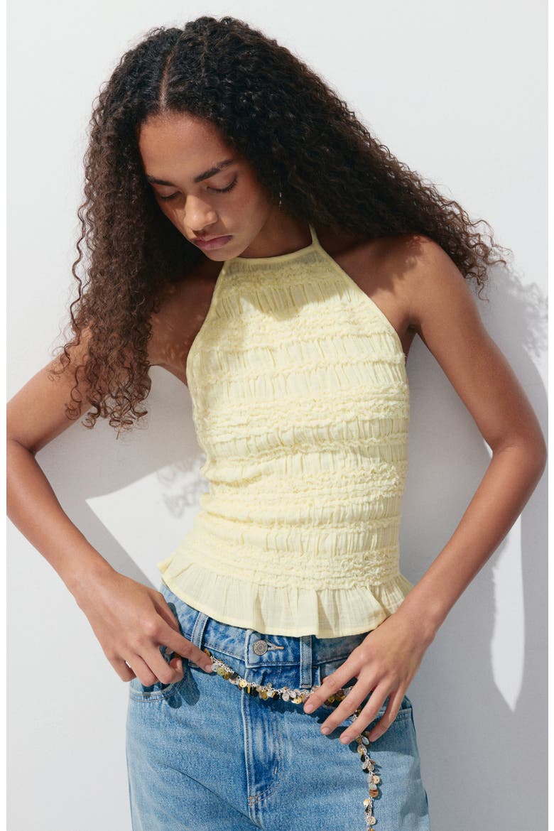 Crinkle Halter Camisole, Alternate, color, PASTEL YELLOW