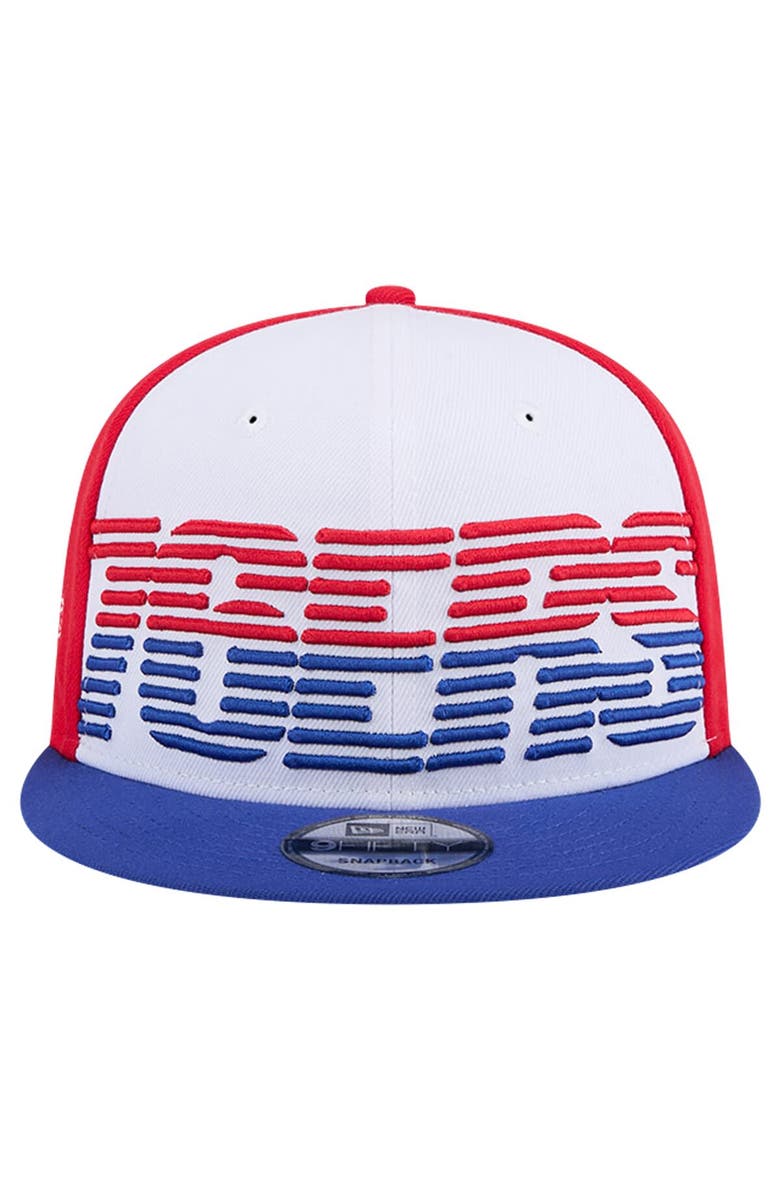 New Era Men's New Era White/Royal Philadelphia 76ers Throwback Gradient Tech Font 9FIFTY Snapback Hat, Alternate, color, White