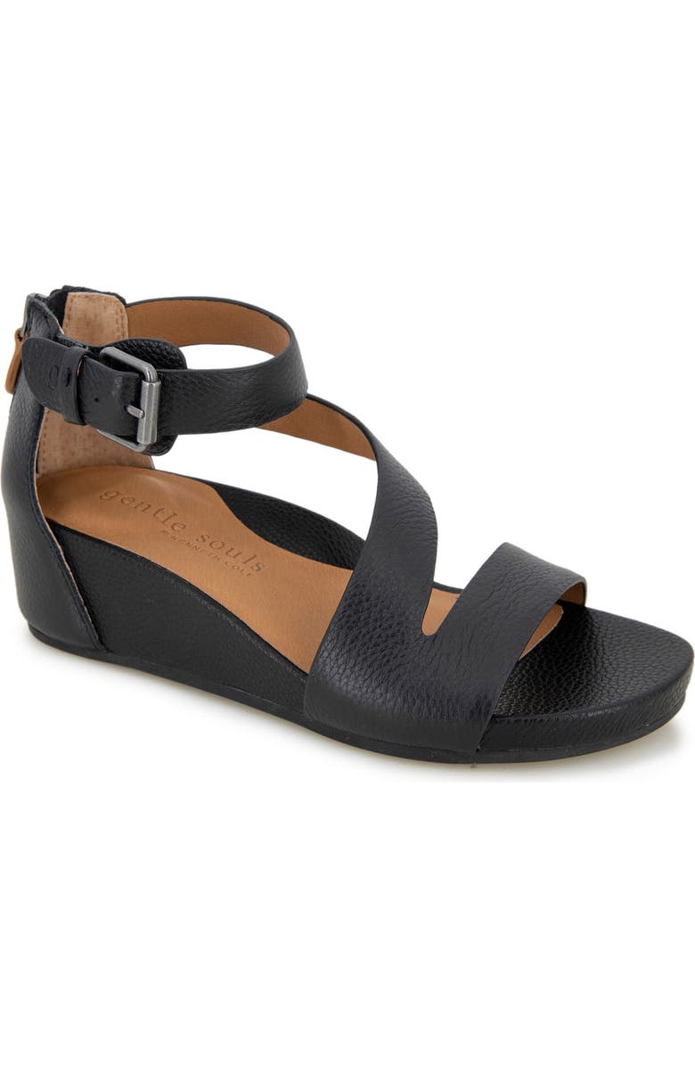 Gentle Souls Gwen Asymmetric Strappy Sandal, Main, color, Black