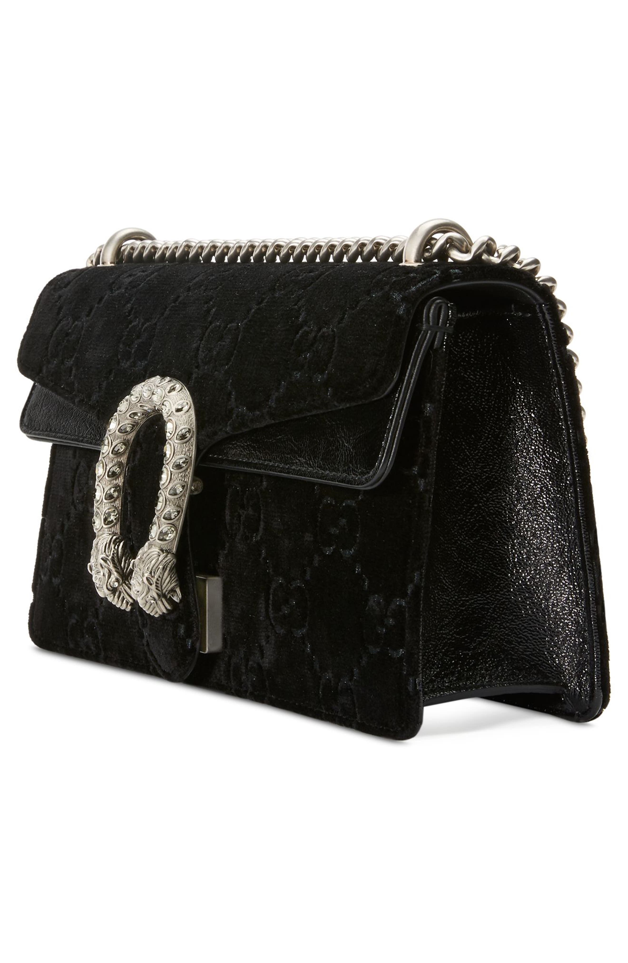 Gucci Small Embroidered GG Velvet Shoulder Bag, Alternate, color, 