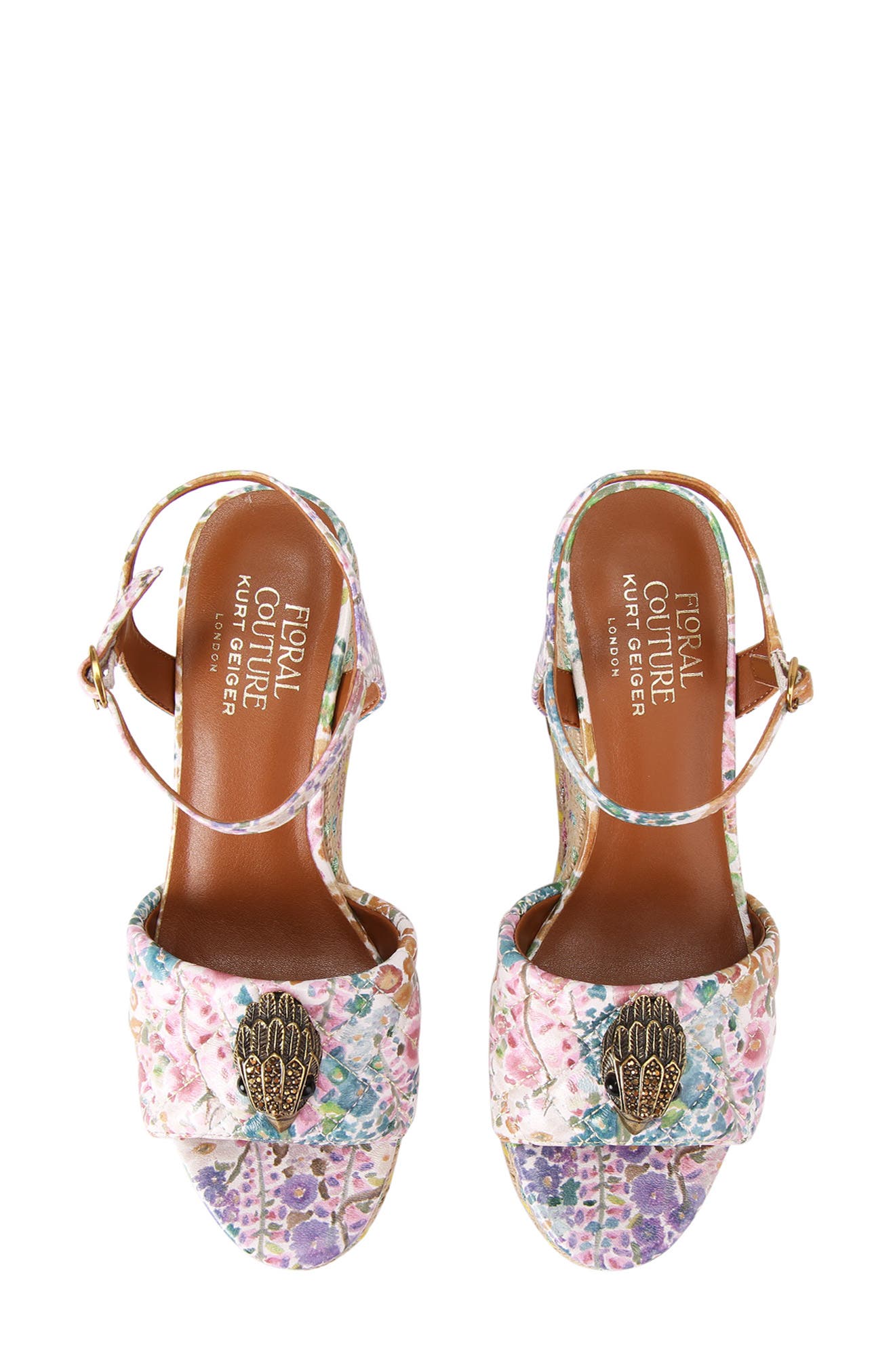 Kurt Geiger London Floral Couture Kensington Espadrille Ankle Strap Platform Wedge Sandal, Alternate, color, 