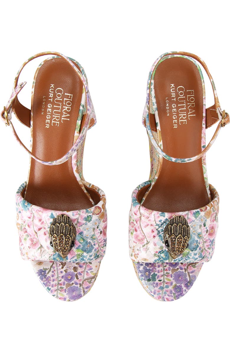 Kurt Geiger London Floral Couture Kensington Espadrille Ankle Strap Platform Wedge Sandal, Alternate, color,