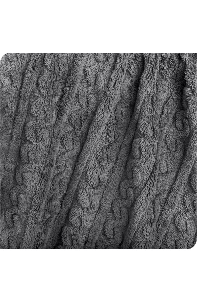 Bare Home Cable Faux Shearling Blanket, Alternate, color, Grey