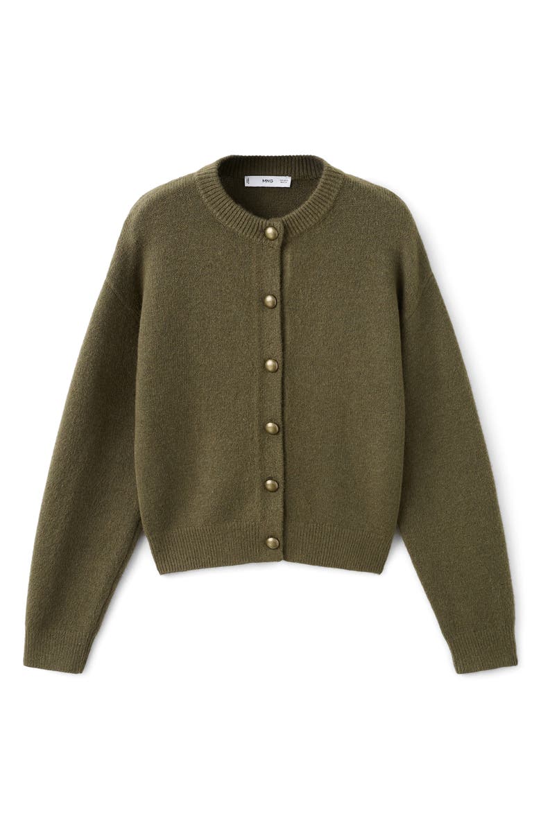 MANGO Crewneck Cardigan, Alternate, color, Khaki Green