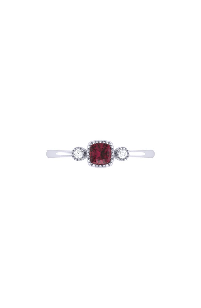 LuvMyJewelry Cushion Cut Ruby & Diamond Birthstone Ring in 14K Gold, Alternate, color, 