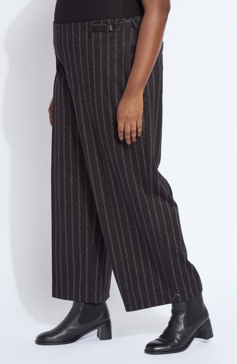 Lysse Isabel Pinstripe Pull-On Ankle Wide Leg Ponte Pants, Alternate, color, Charcoal Lane