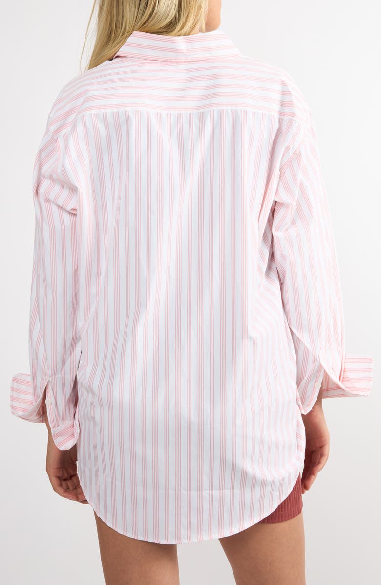 Viens Avec Moi Seaside Stripe Button-Up Shirt, Alternate, color, Pink Stripe
