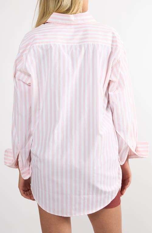 Viens Avec Moi Seaside Stripe Button-up Shirt In Pink