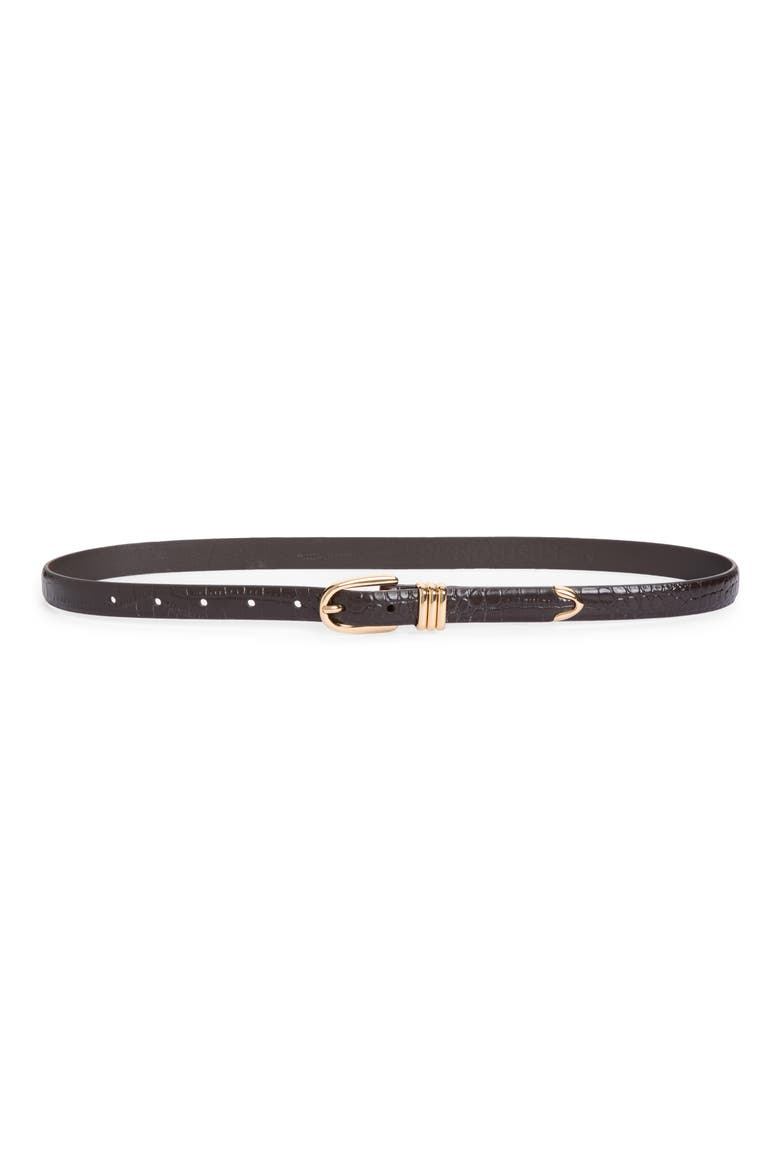 Janae Croc Embossed Belt, Main, color, CHOCOLATE BROWN