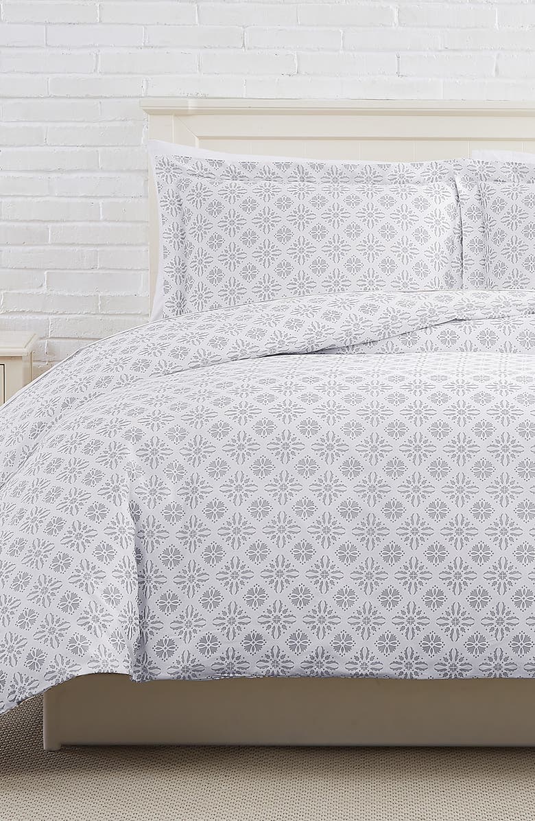 SOUTHSHORE FINE LINENS Premium Collection 300 Thread-Count Long Staple Cotton Oversized Duvet Cover Set, Alternate, color, Aztec Dreams Grey