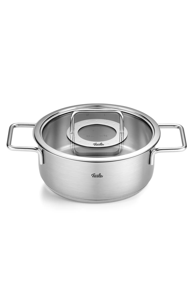 Fissler Pure Collection Stainless Steel Rondeau with Glass Lid, Main, color, Stainless Steel
