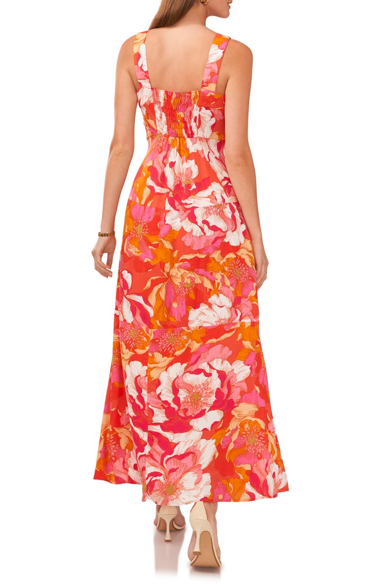 Vince Camuto Print Tiered Maxi Dress, Alternate, color, Radiant Orange