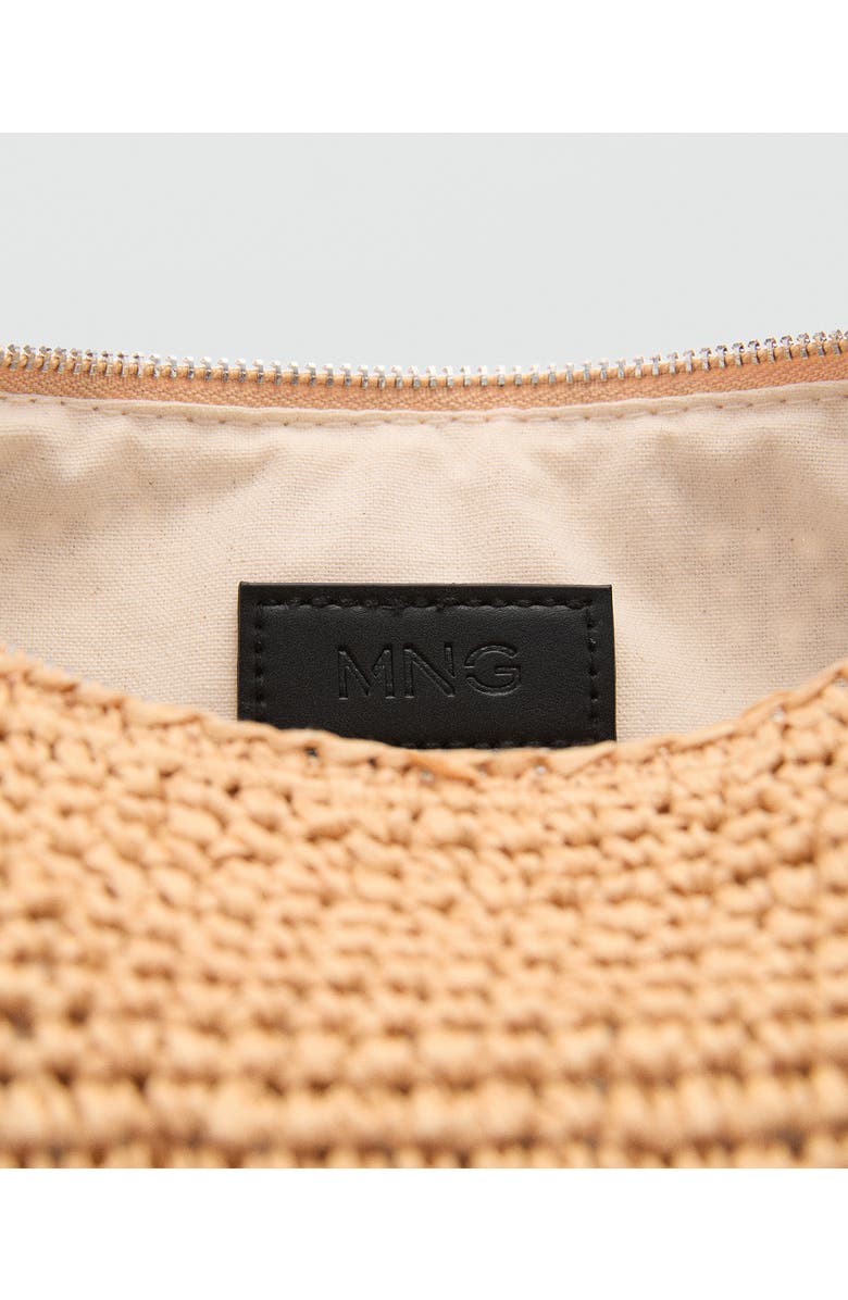 MANGO Braided Straw Shoulder Bag, Alternate, color, Beige