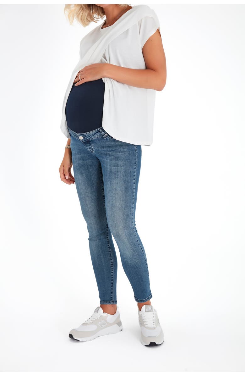 Accouchée Skinny Foldover Waistband Maternity Jeans, Alternate, color, Denim Blue
