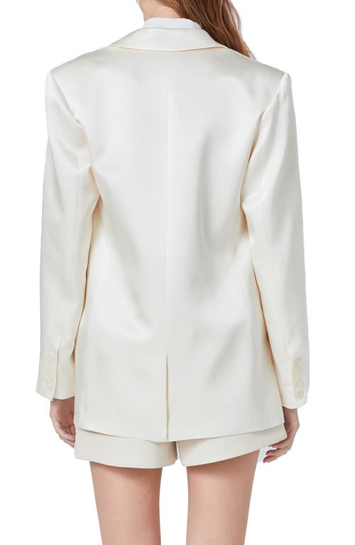 Endless Rose Relaxed Satin Blazer In Champagne