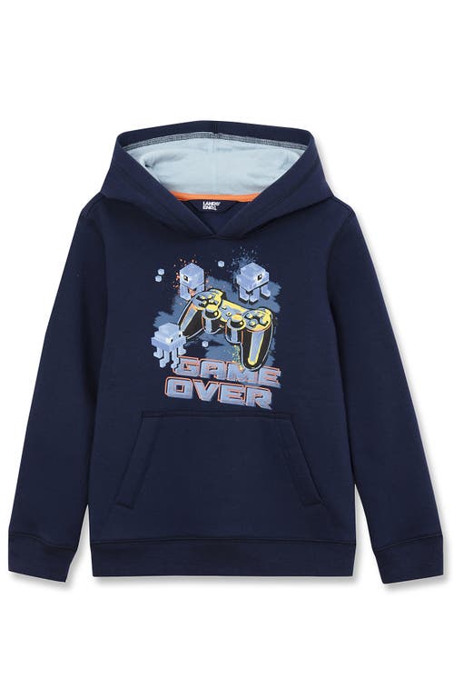 Lands' End Kids Fleece Pullover Hoodie In Deep Sea Navy Game Over