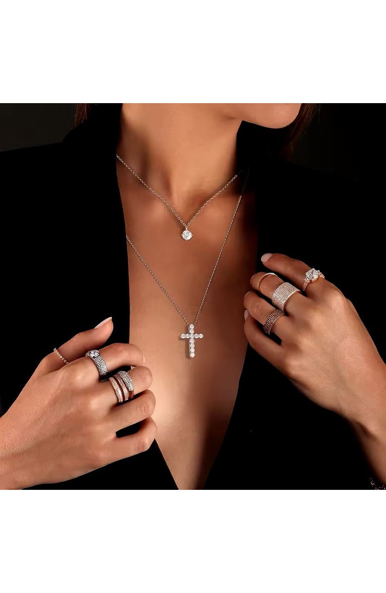 Anna Zuckerman Skinny Diamond Cross Necklace, Alternate, color, Platinum