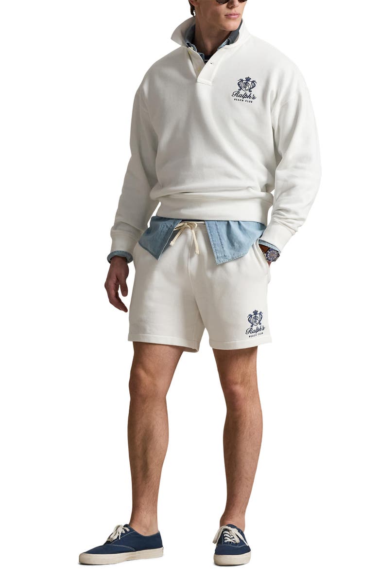 Polo Ralph Lauren Relaxed Fit 6-Inch Fleece Drawstring Shorts, Alternate, color, White