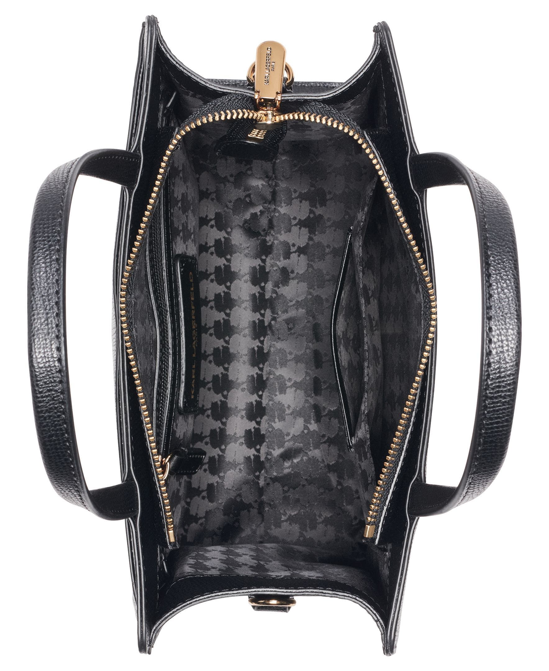 KARL LAGERFELD PARIS Maybelle Satchel with Choupette Hang Off, Alternate, color, Black/Gold