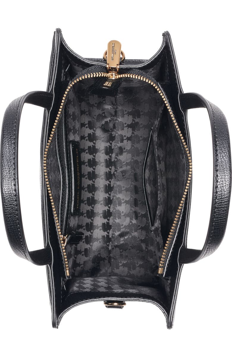 KARL LAGERFELD PARIS Maybelle Satchel with Choupette Hang Off, Alternate, color, Black/Gold