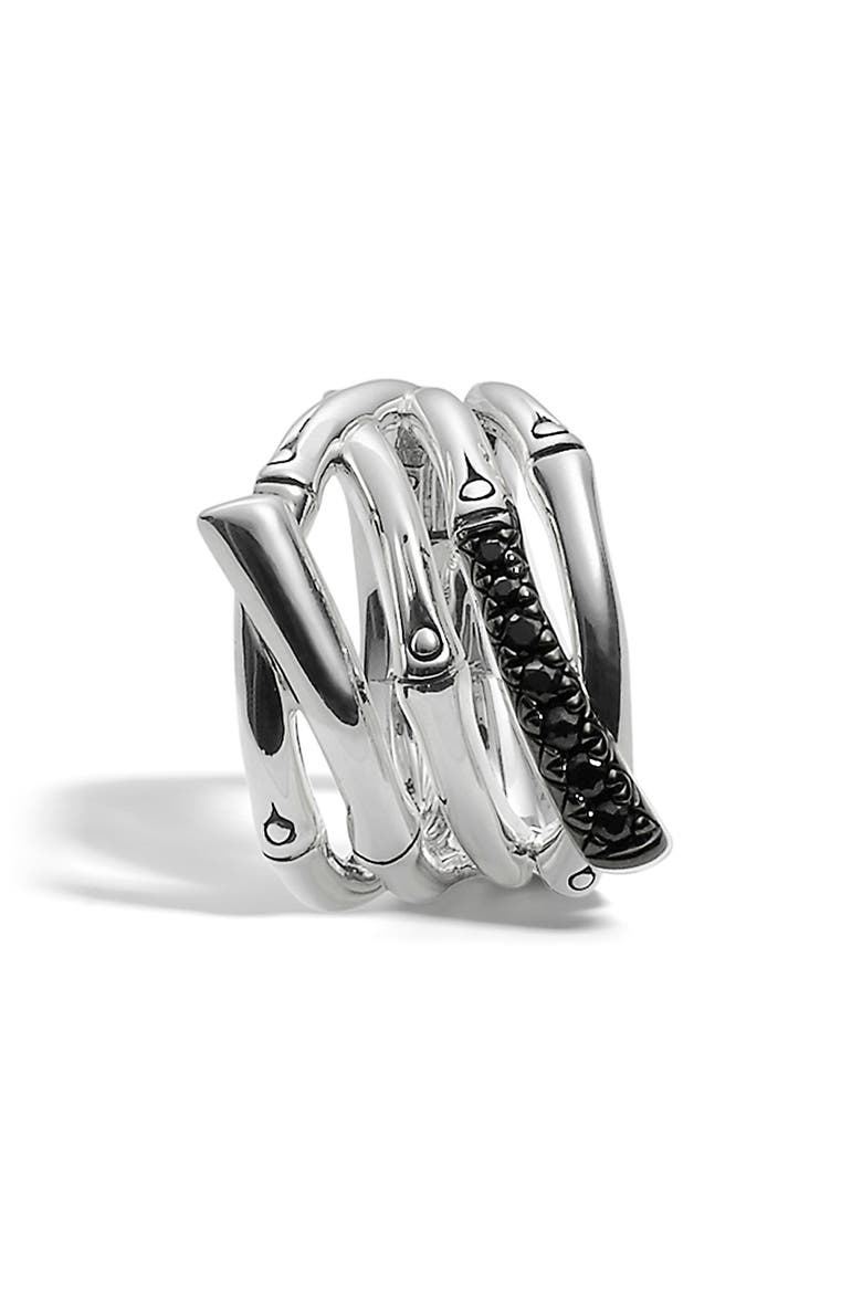 'Bamboo - Lava' Wide Ring, Alternate, color, SILVER/ BLACK SAPPHIRE