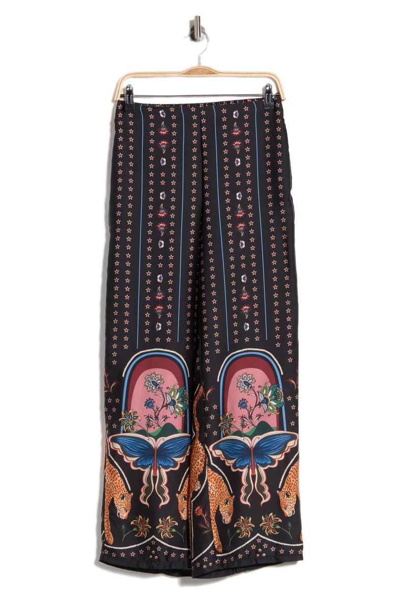 Wide Leg Pull-On Pants, Main, color, BLACK ANIMAL GRAPHIC