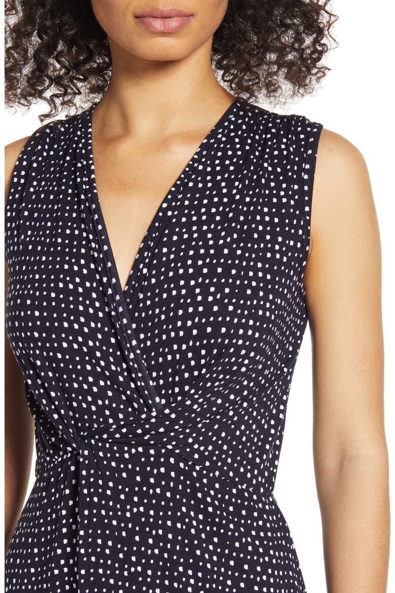 Abstract Dot Print Twist Knit Dress, Alternate, color, DARK NAVY