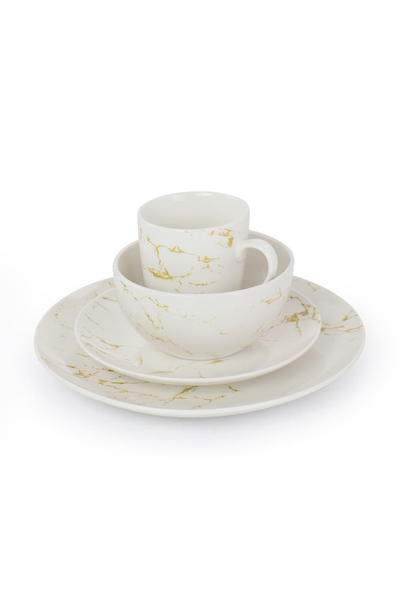 Elama Fine Marble 16 Piece Stoneware Dinnerware Set, Alternate, color, White