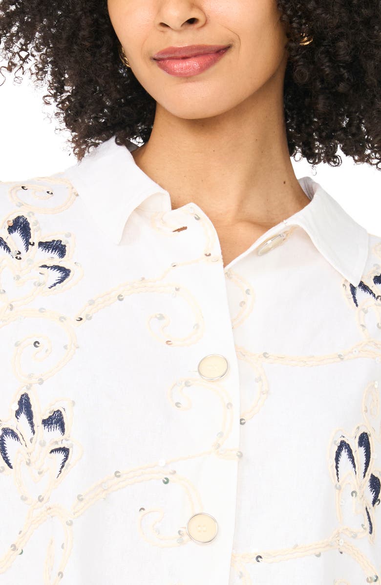 Vince Camuto Sequin Embroidered Shirt, Alternate, color, New Ivory
