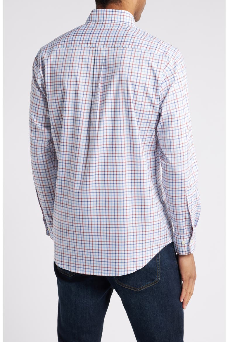 Calgary Crown Lite Check Stretch Button-Down Shirt, Alternate, color, BURNT ORANGE
