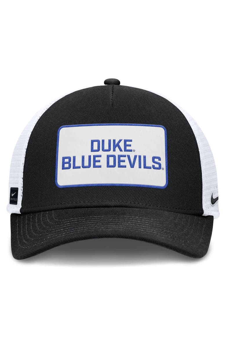 Nike Men's Nike Black/White Duke Blue Devils 2025 On-Field Rise Patch Trucker Adjustable Hat, Alternate, color, Black