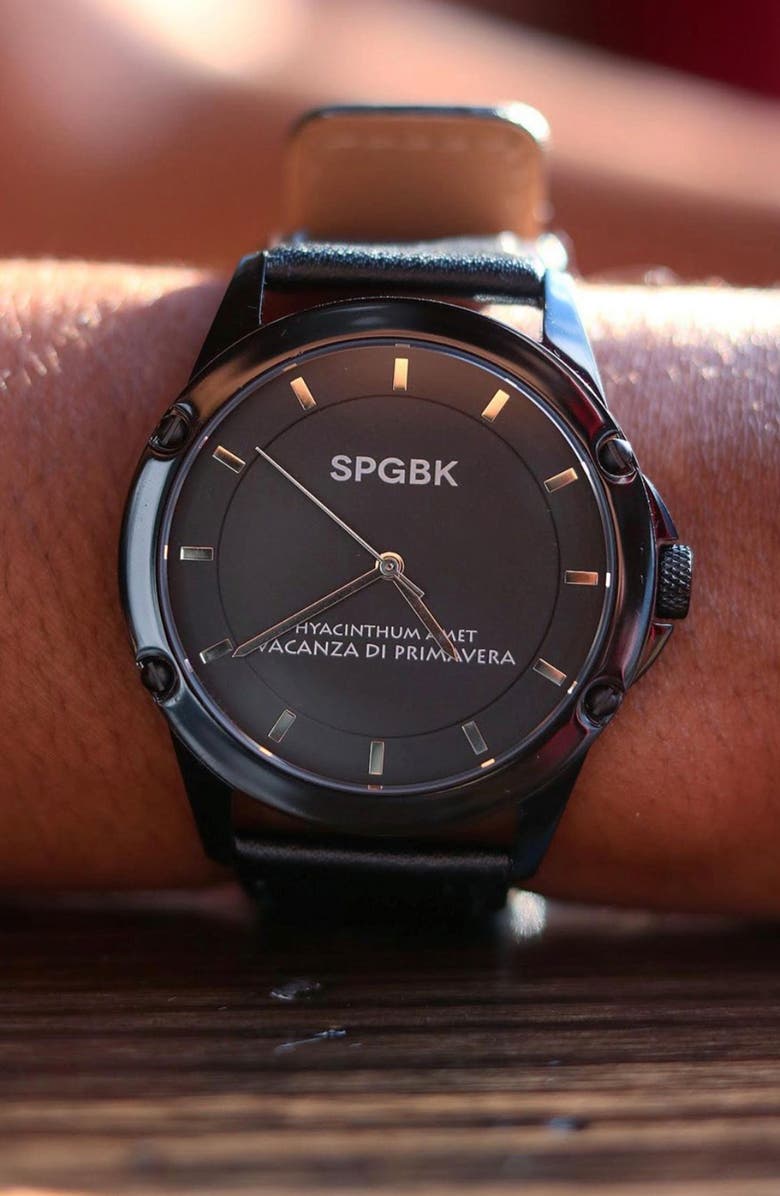 SPGBK Watches Bordeaux Silicone Band Watch, 44mm, Alternate, color, Black