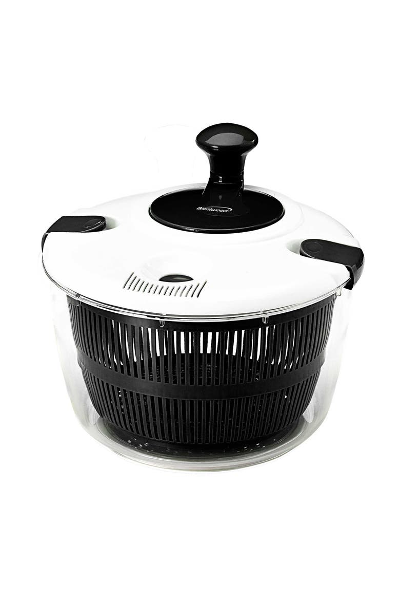 5 Quart Salad Spinner in Black with Serving Bowl, Main, color, Black
