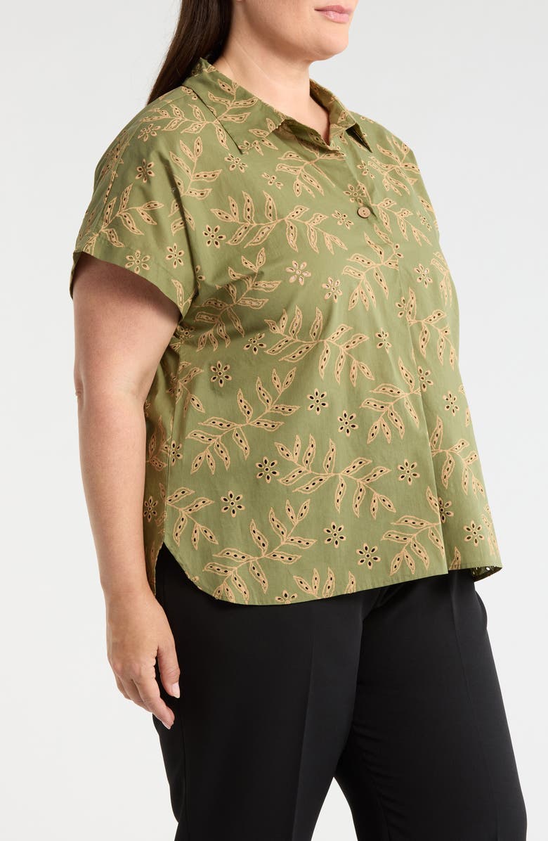 Tahari ASL Eyelet Camp Shirt, Alternate, color, Agave Sand