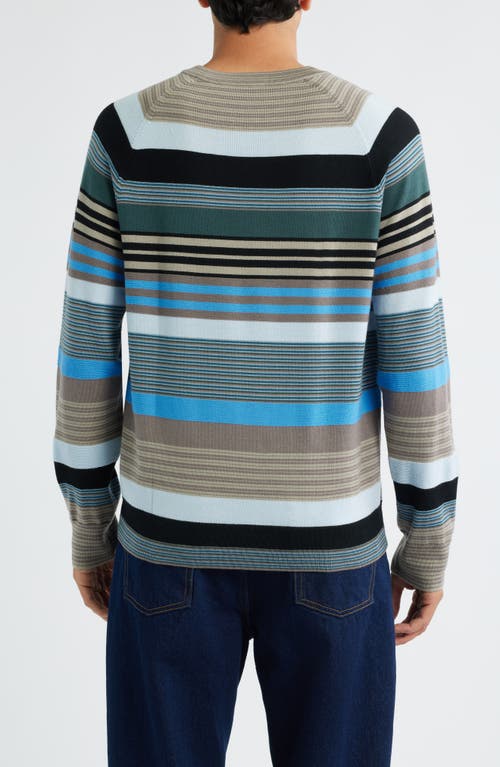 Paul Smith London Stripe Merino Wool Crewneck Sweater In Brown