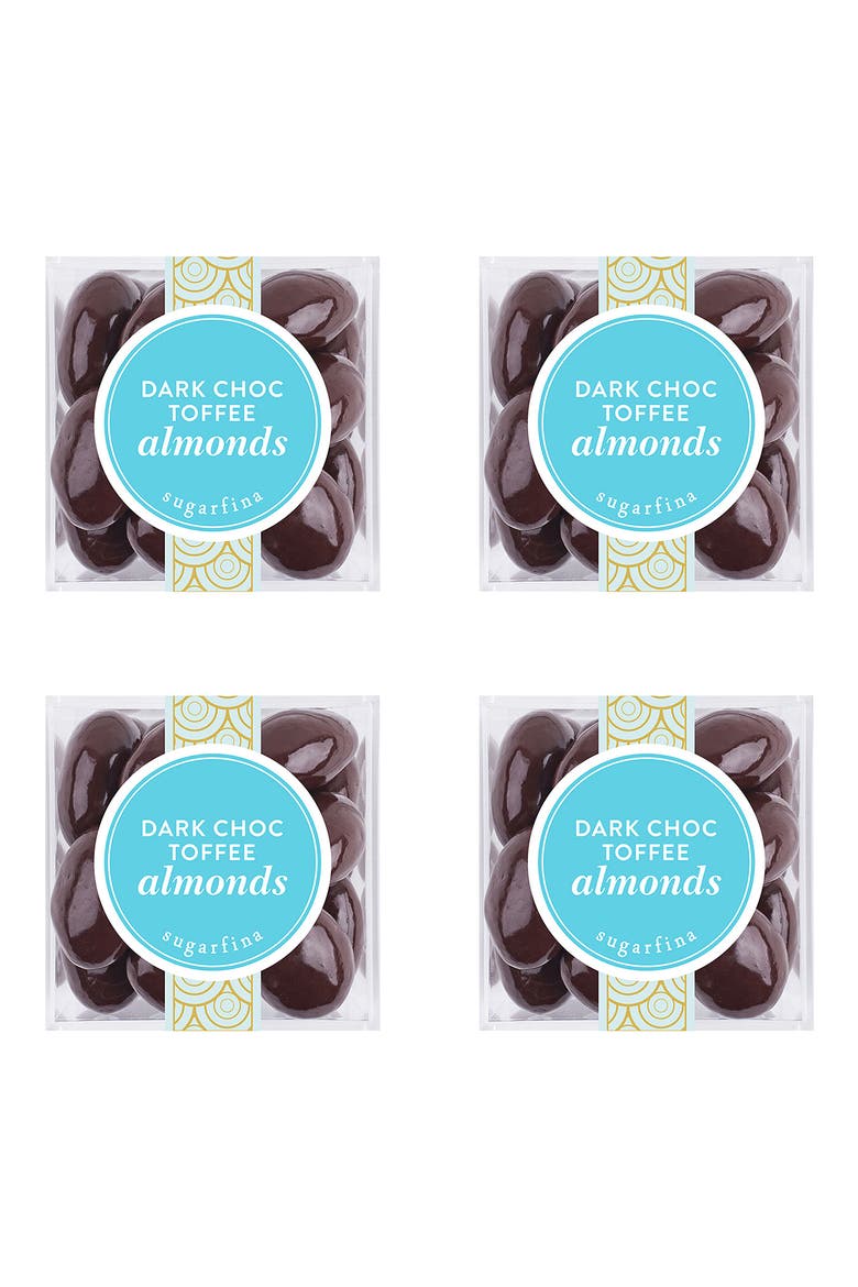 Set of 4 Dark Chocolate Toffee Almonds Candy Cubes, Alternate, color, NO COLOR