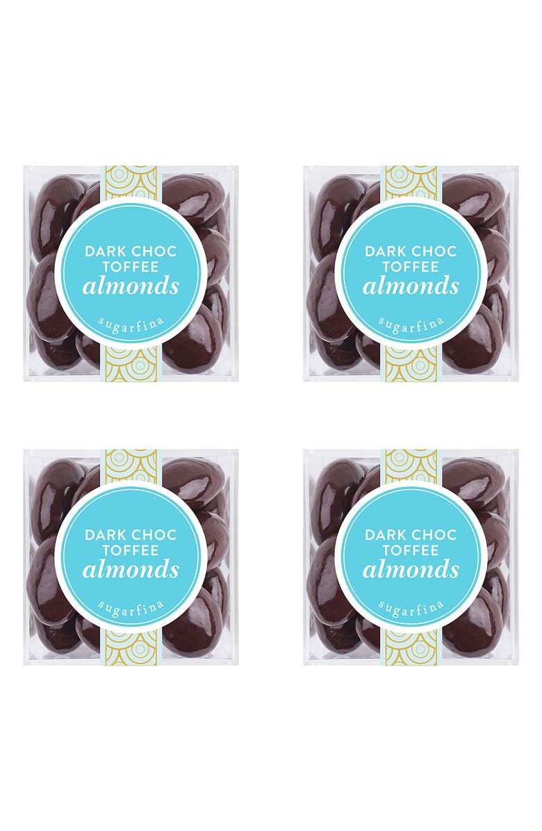 sugarfina Set of 4 Dark Chocolate Toffee Almonds Candy Cubes, Alternate, color,