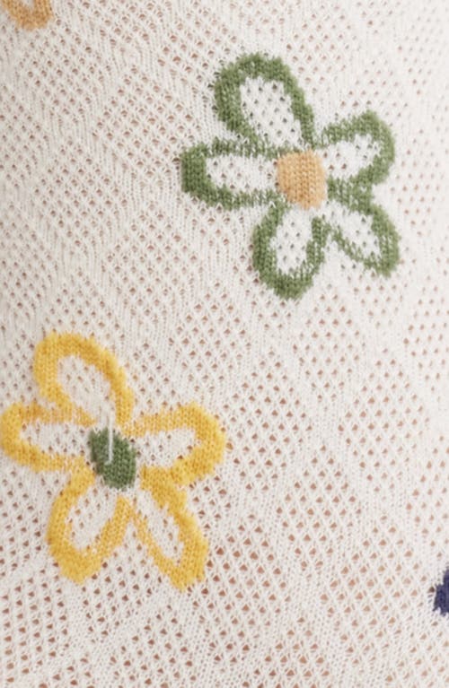 Casa Clara Waverly Floral Crew Socks In White