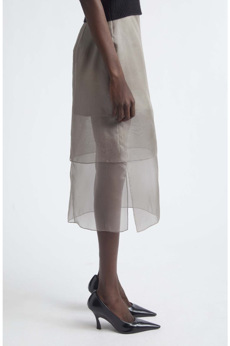 The Brett Tiered Silk Organza Pencil Skirt, Alternate, color, SMOKE