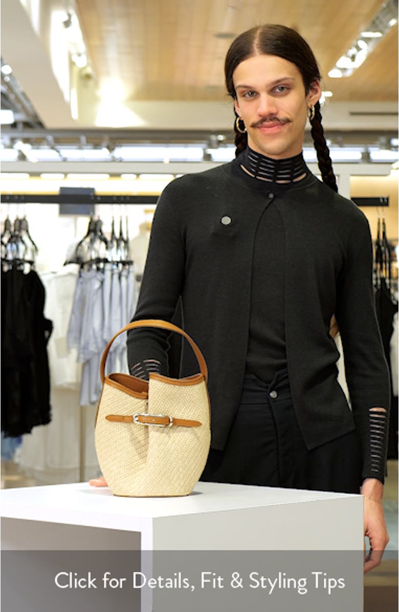 Mini Belted Raffia Bucket Bag, sales video thumbnail