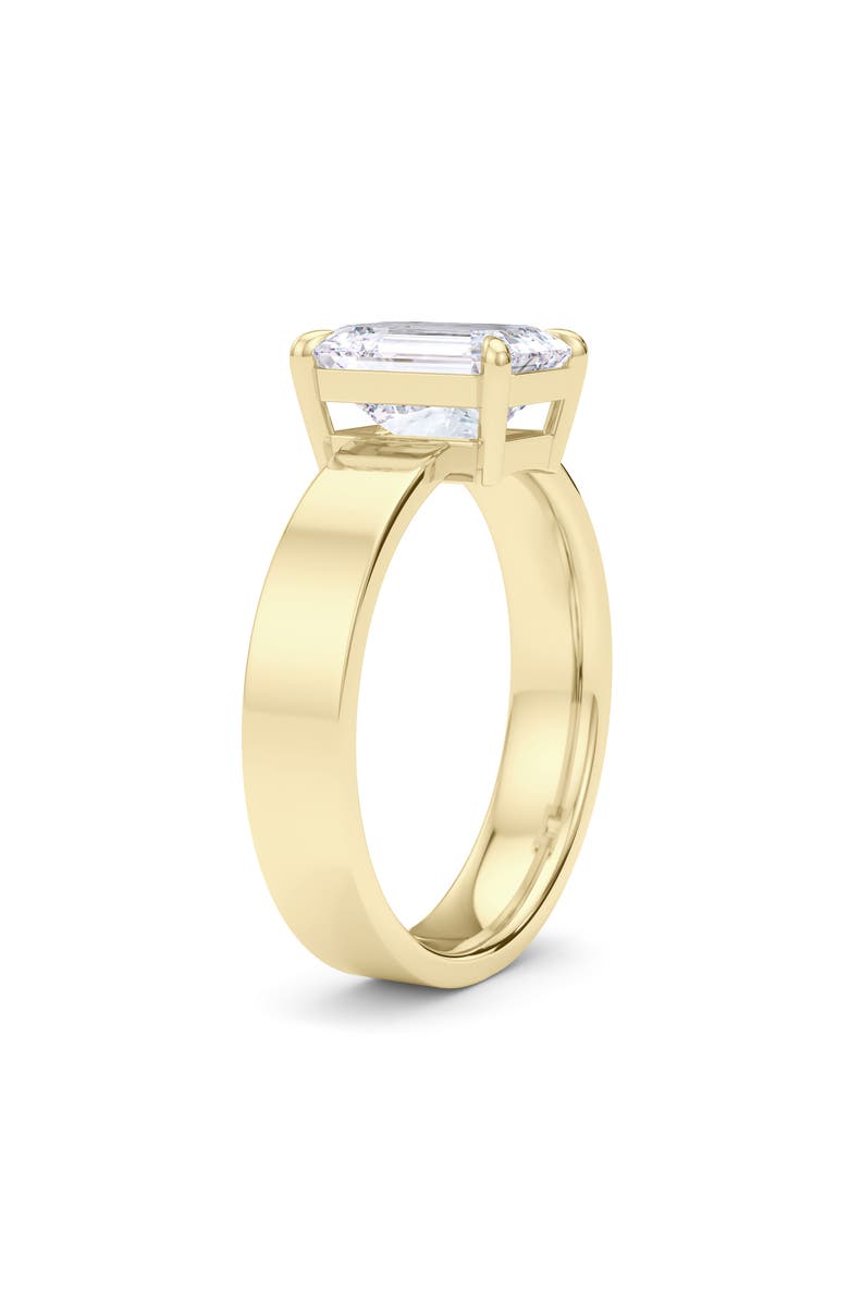 HauteCarat Emerald Cut Cigar Lab Created Diamond Ring, Alternate, color, 2.00Ctw 18K Yellow Gold
