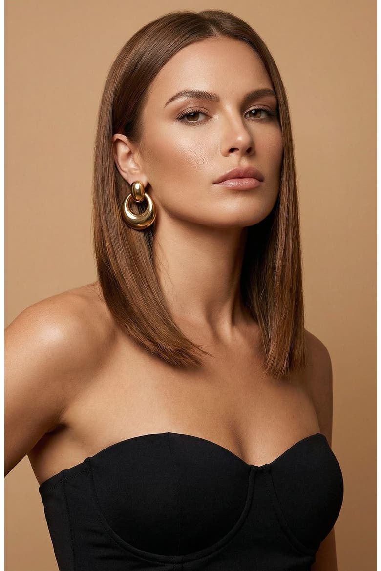 Neda Knocker Drop Earrings, Alternate, color, GOLD