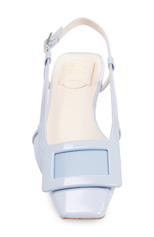 Roger Vivier Belle Vivier Buckled Patent-leather And Mesh Slingback Pumps In Placid Blue/celestial Blue