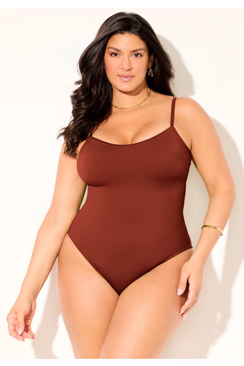 Tank One Piece Swimsuit, Alternate, color, Cinnamon
