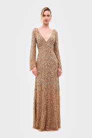 BEAUUT Embellished Sequin V-Neck Maxi Dress